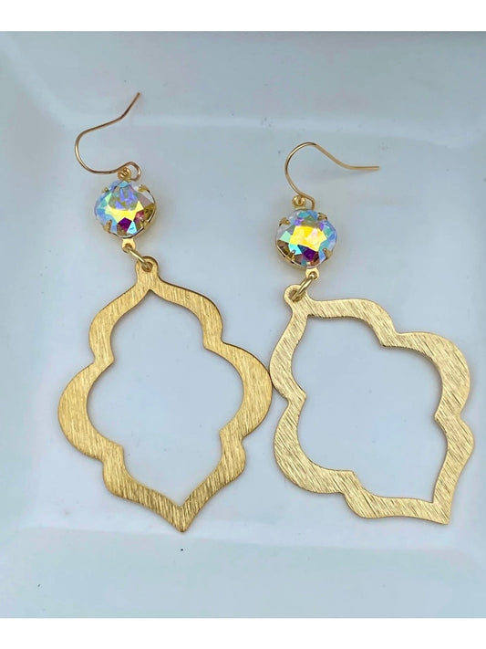 Golden Ab Crystal Moroccan Statement Earrings