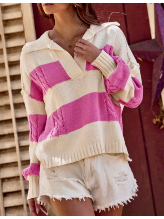 Candy Pink Plus Chunky Knit Pullover