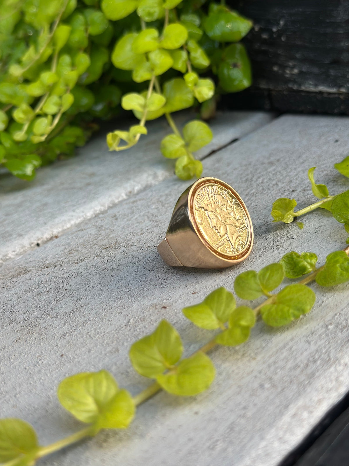 Vintage gold coin ring
