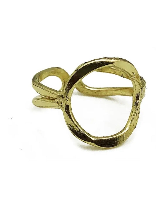 Gold Plated Adjustable Ring-Open Circle