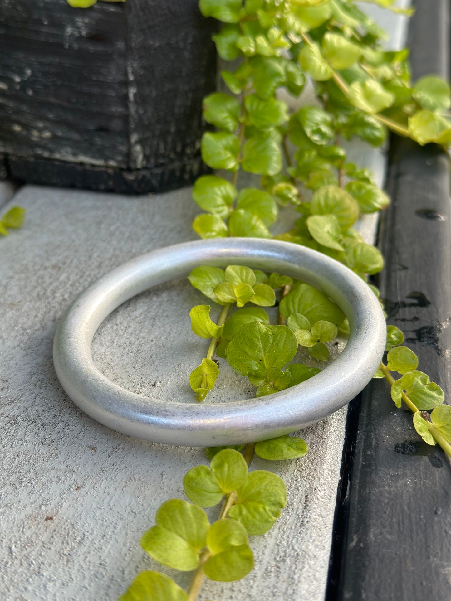 Silver smooth bangle bracelet