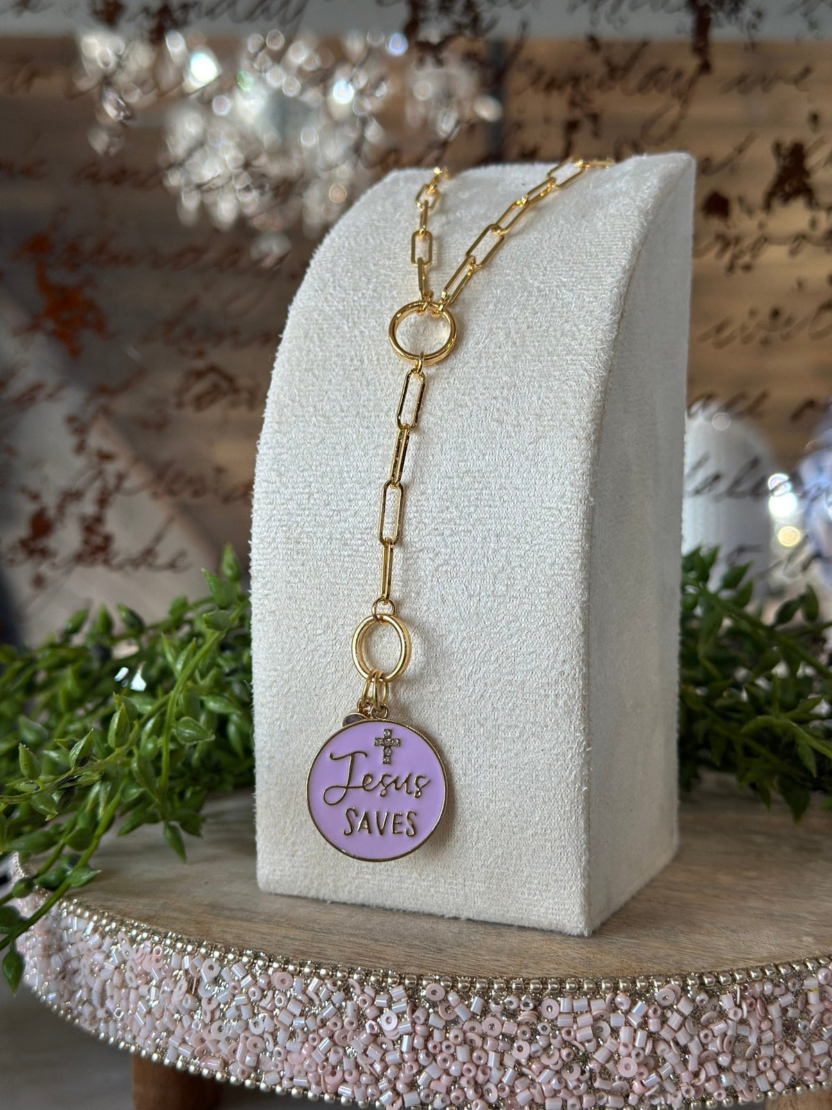 Jesus Saves Charm Necklace