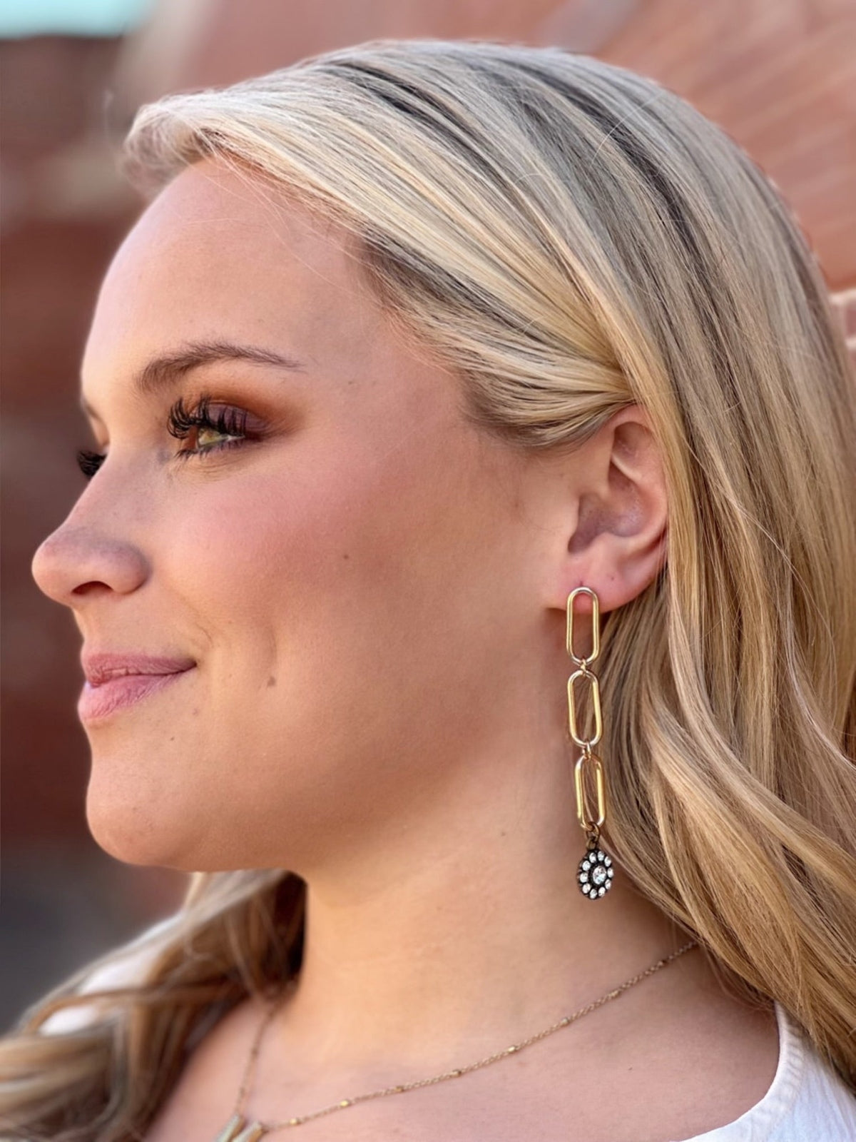 Chain Link Jewel Earrings By Renee Summer
