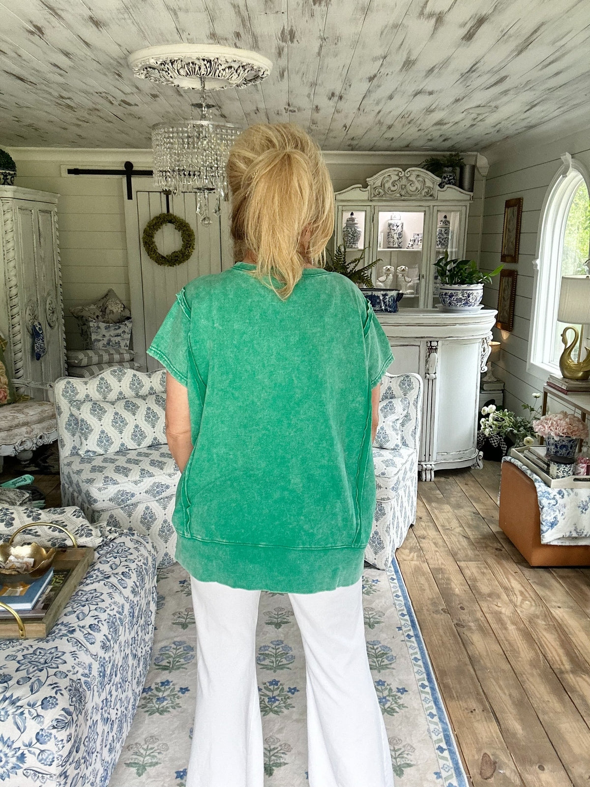 Kelly Green acid wash high low top