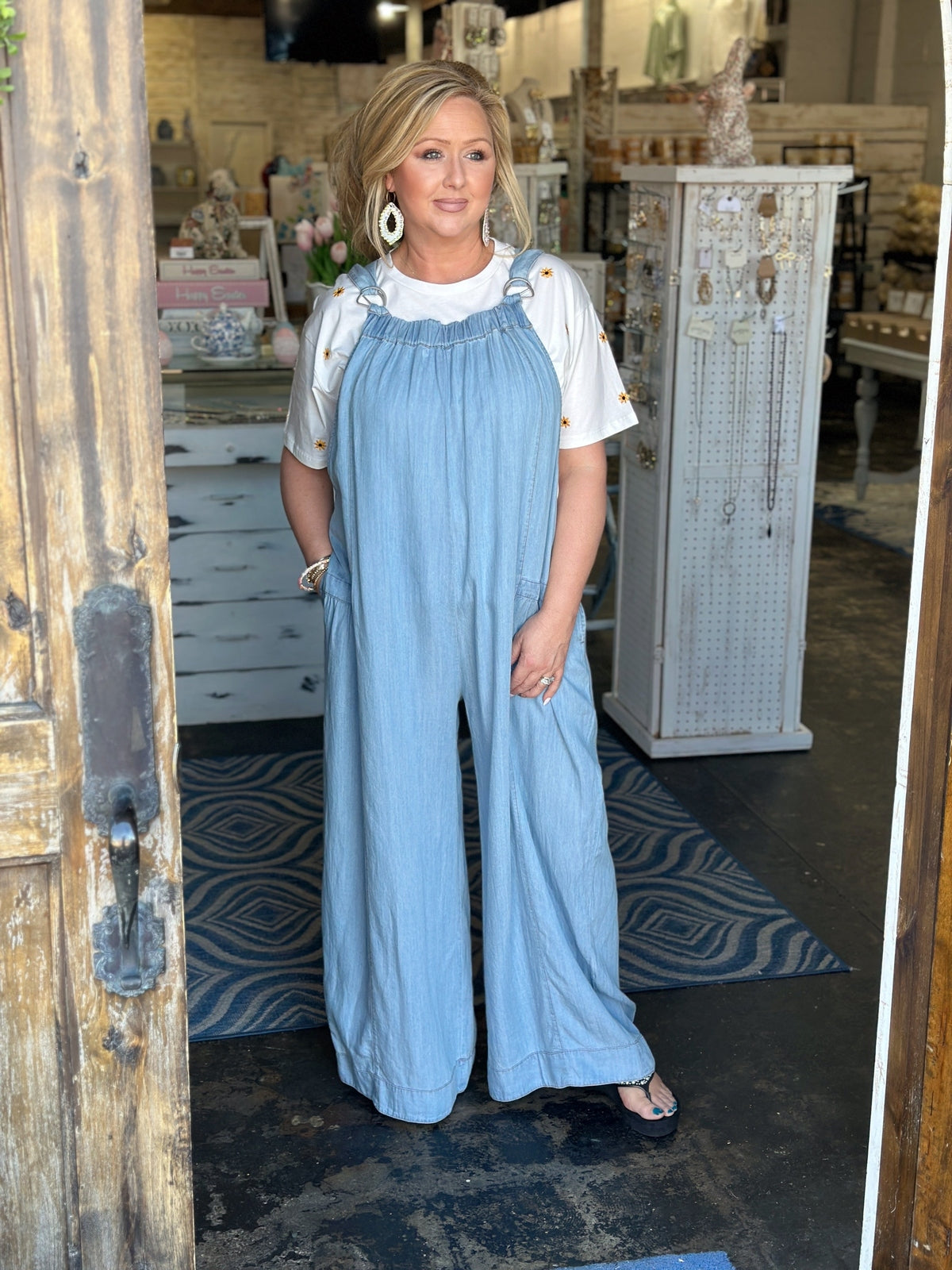 Denim Dream Plus Barrel Jumpsuit