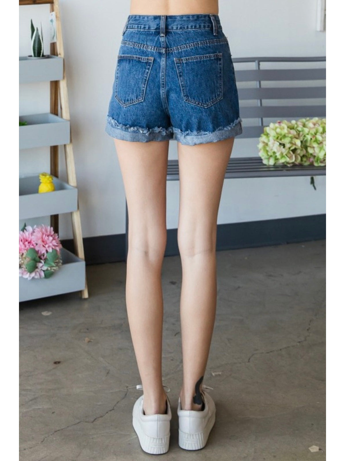 Dark Wash Veveret Denim Shorts