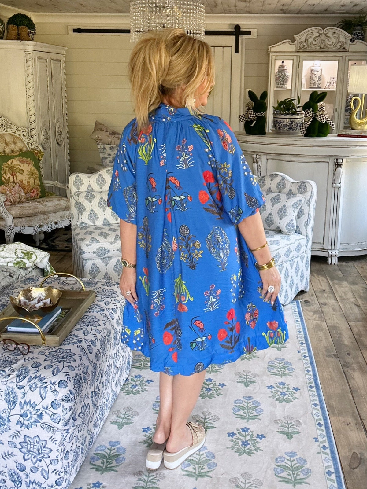 Floral Encyclopedia Print Mini Dress