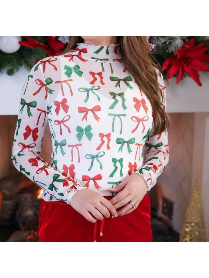 Mesh Top-Santa's Signature Bow
