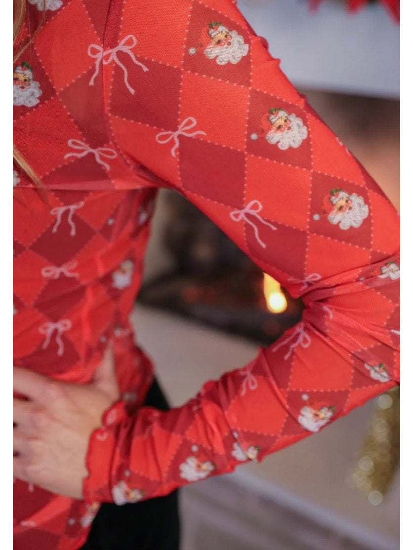 Mesh Top-Santa's Signature Bow