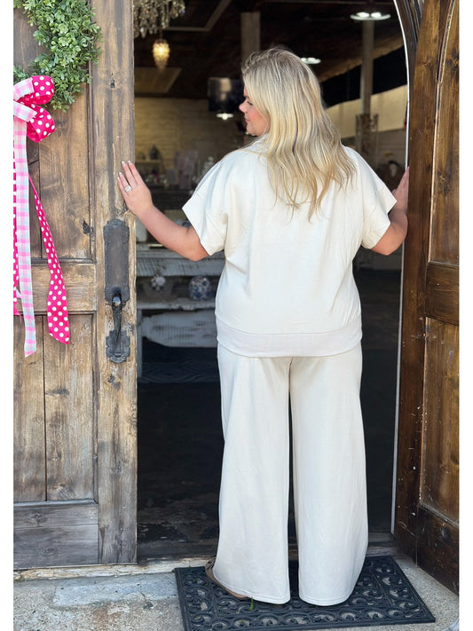 Luxeknit Half Zip Sweatshirt And wide leg lounge pant set