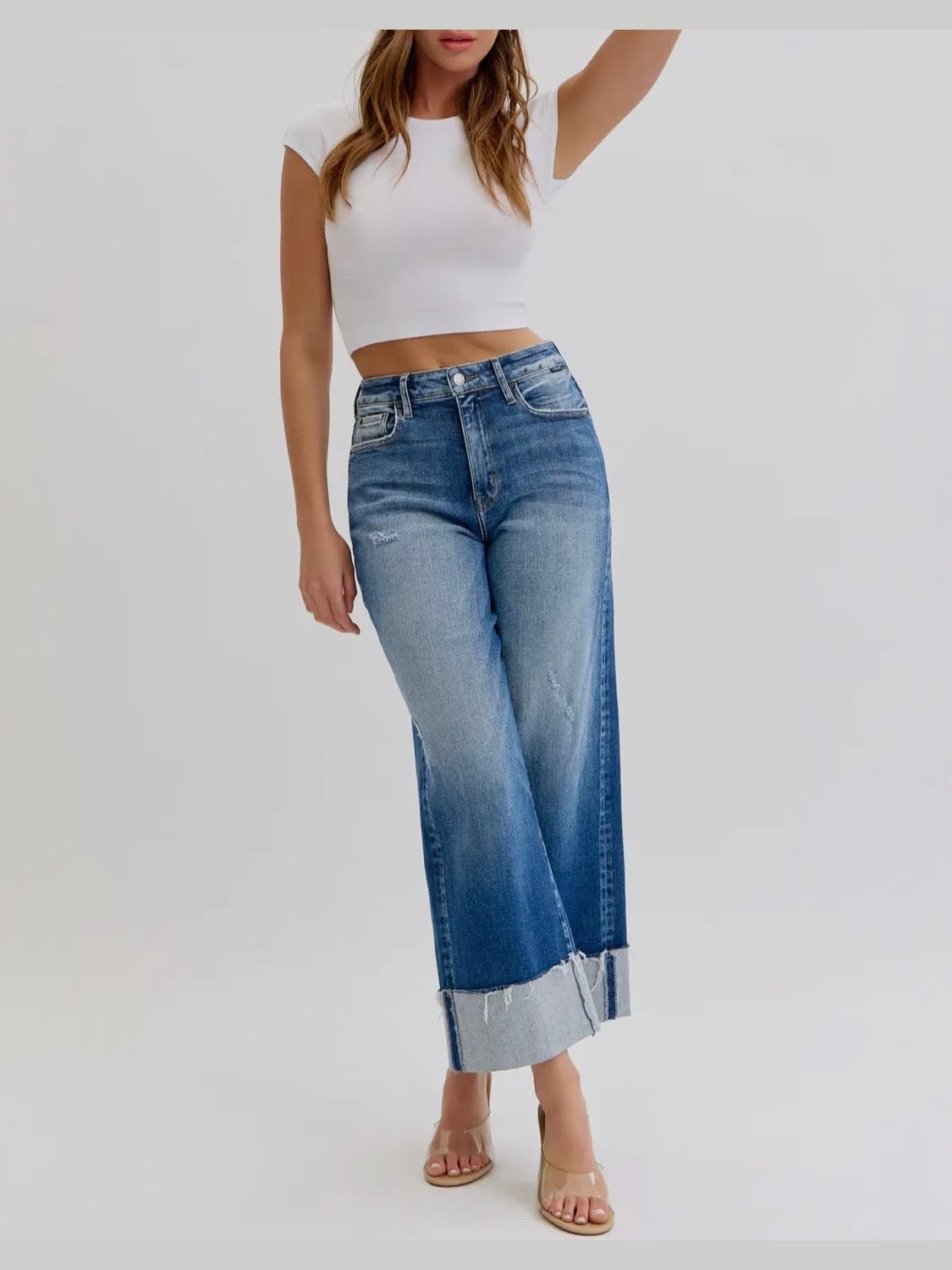 High Rise Crop Wide Leg with Cuff