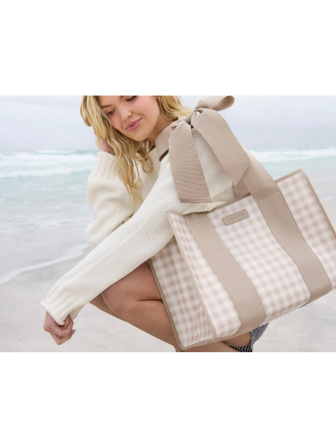 Case-Mate Latte Gingham Bow Jelly Tote Bag
