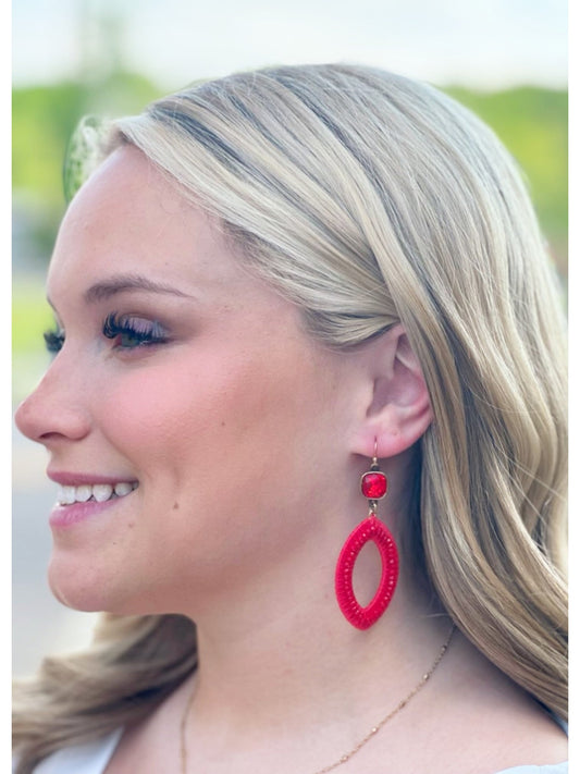 Crimson Red Teardrop Earring By Pink P.