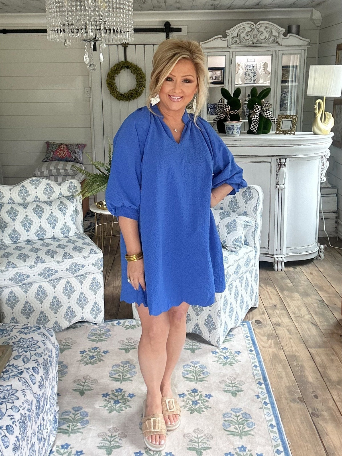 Ocean Curvy Textured Pocket Mini Dress