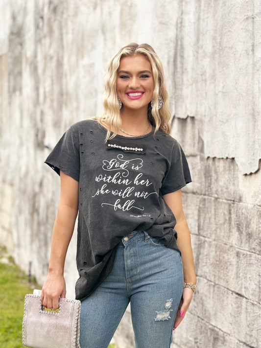 "God Is Within Her" Distressed Shirt"