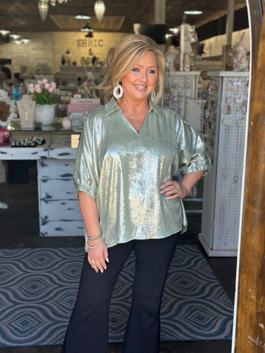 Shimmer Sage Plus Top