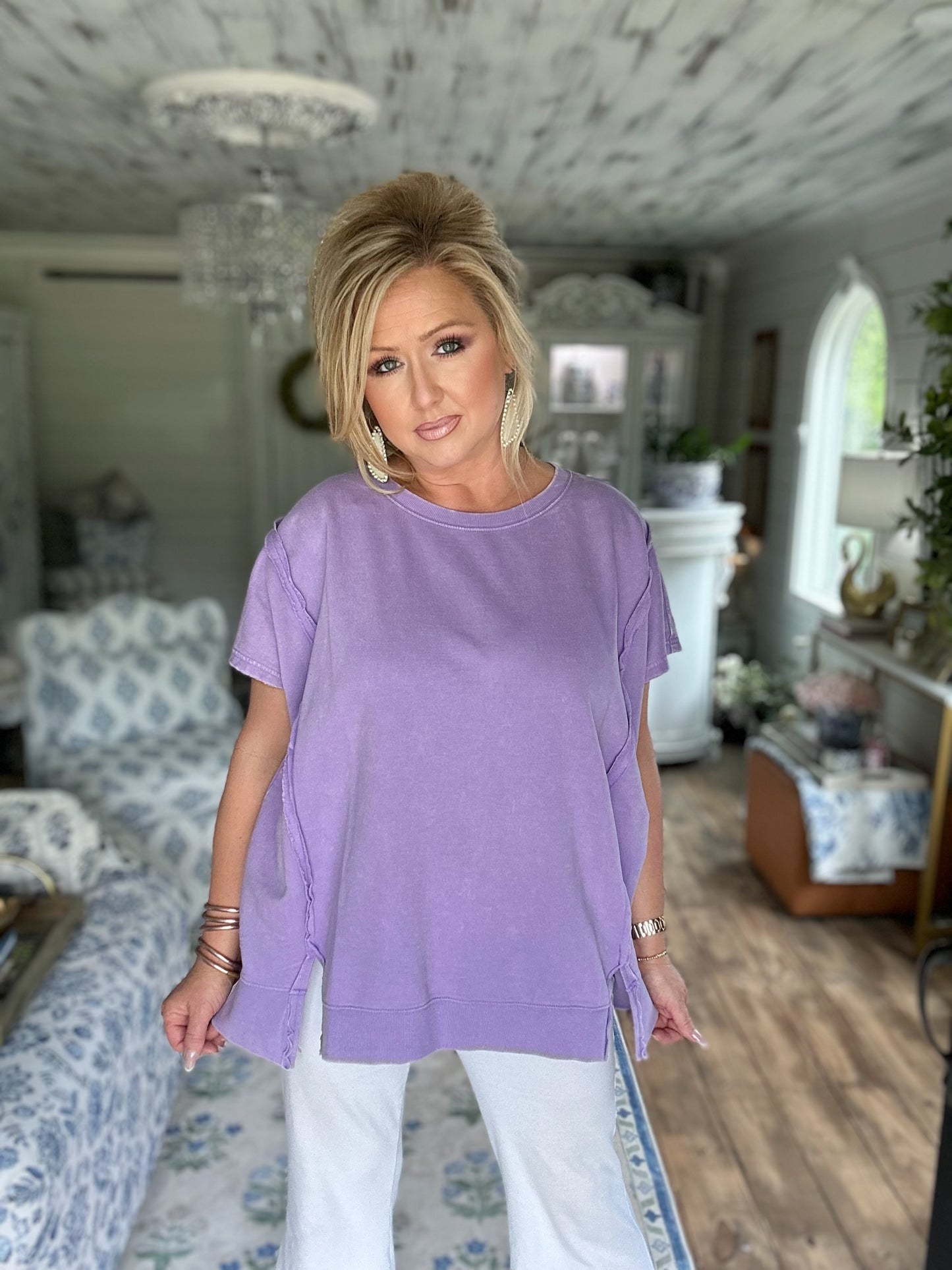 Lavender acid wash high low top