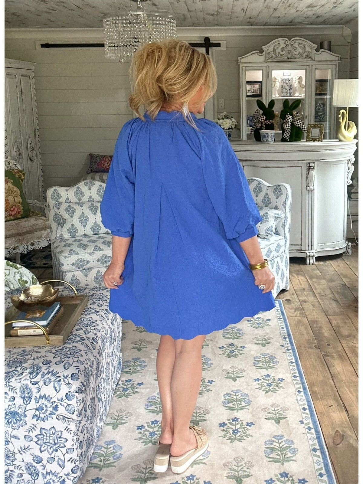 Ocean Curvy Textured Pocket Mini Dress