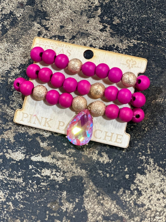 Our Beaded Bling Pink & Gold Bracelet Set