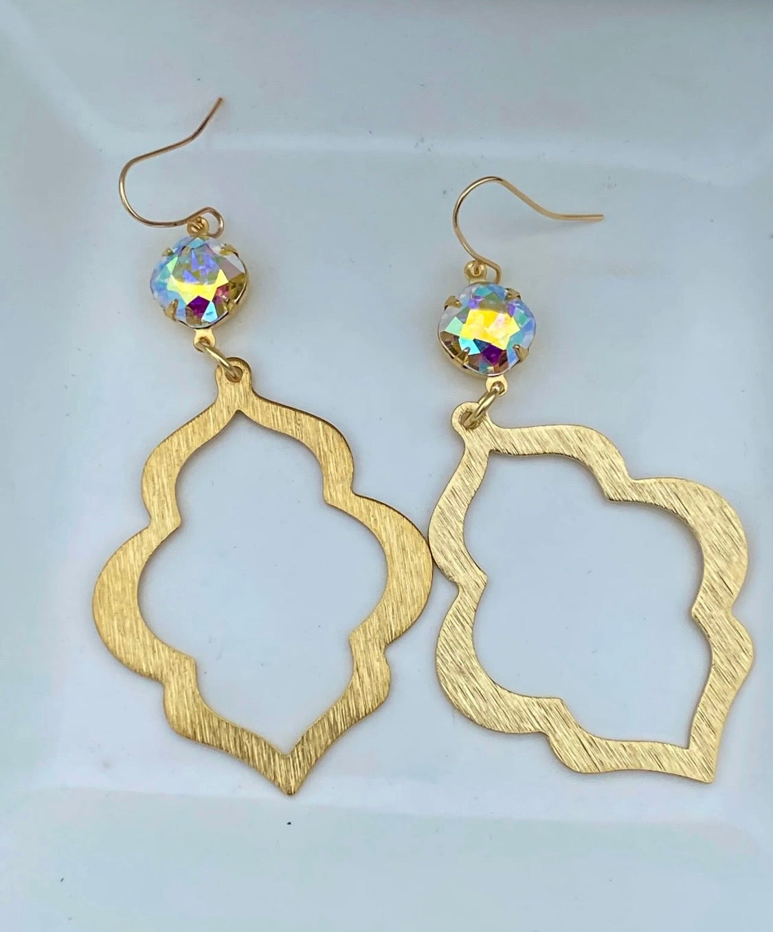 Golden Ab Crystal Moroccan
Statement Earrings