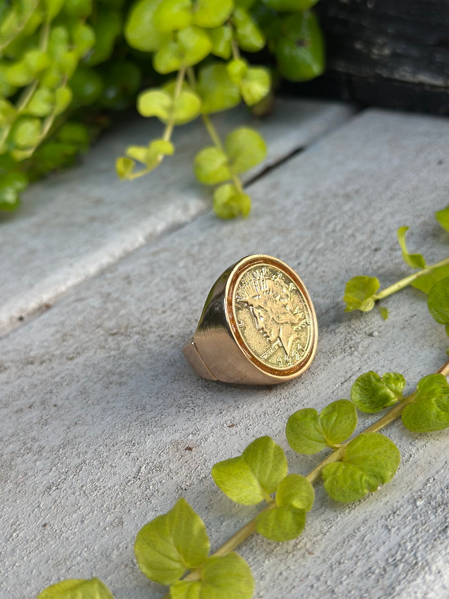 Vintage gold coin ring