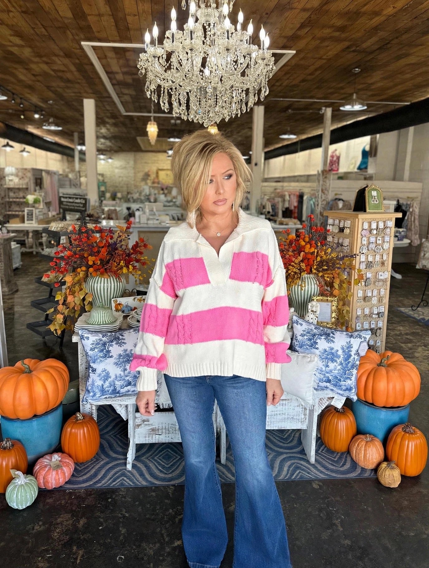 Candy Pink Plus Chunky Knit Pullover