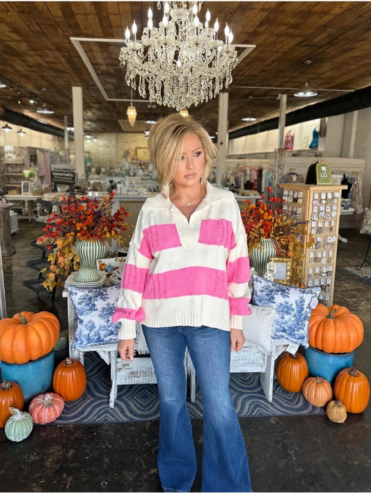 Candy Pink Plus Chunky Knit Pullover