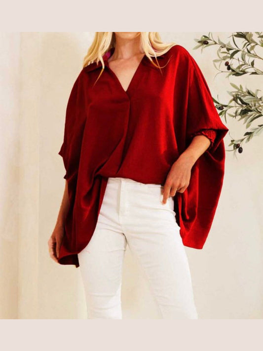 Wine Down Oversized Plus Top