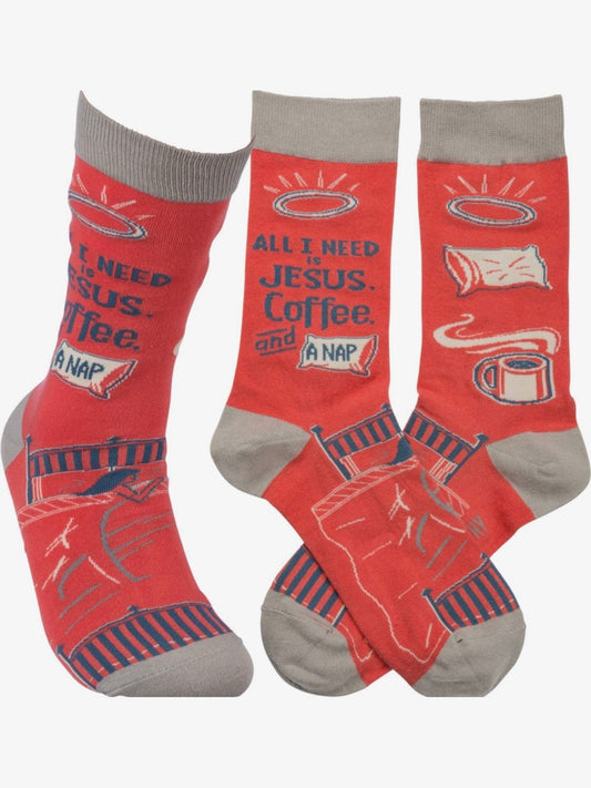 All I need is Jesus coffee and naps socks