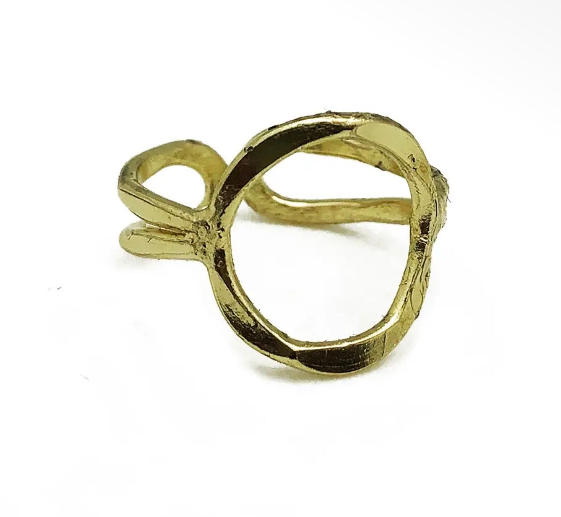 Gold Plated Adjustable Ring-Open Circle