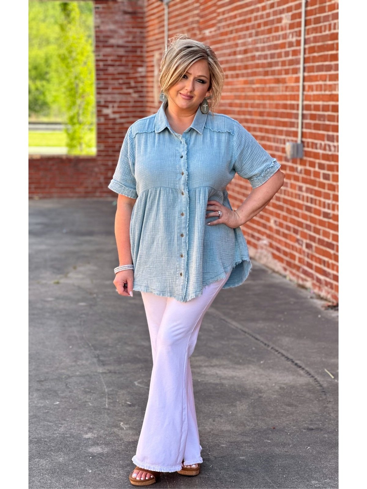 Denim Oasis Plus Button Down Tunic