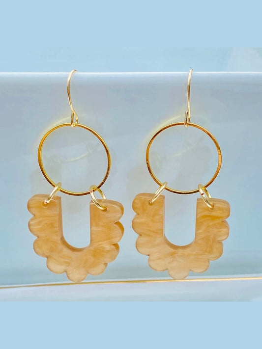 Champagne Pearl Acrylic Hoop Earrings