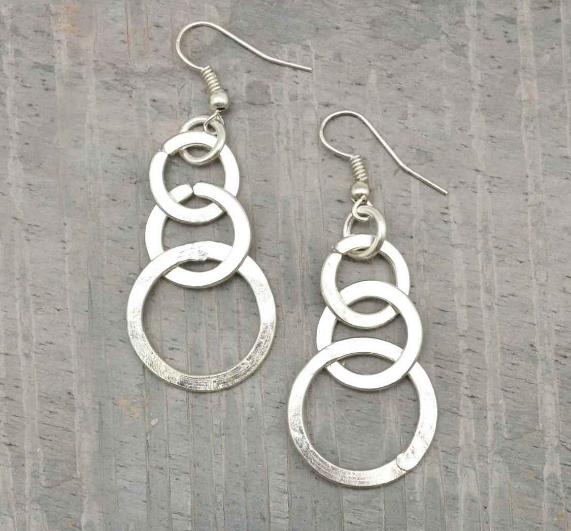 Silver Plated Earrings -
Stacked Rings