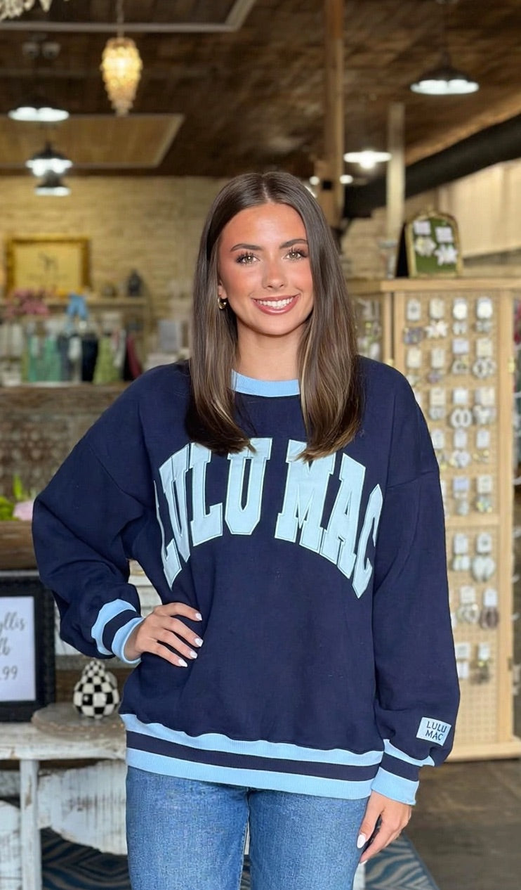Social Society
Navy/Light Blue Stitch Lulu Mac Sweatshirt