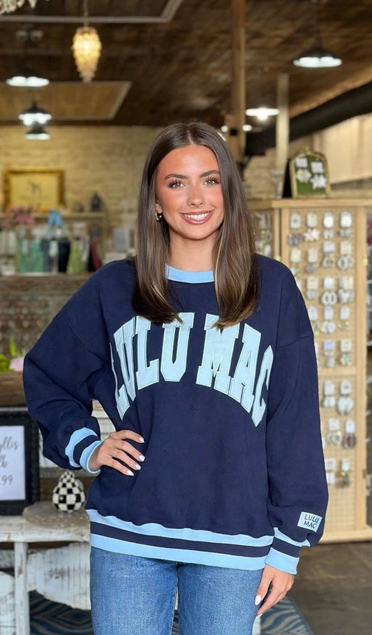 Social Society
Navy/Light Blue Stitch Lulu Mac Sweatshirt