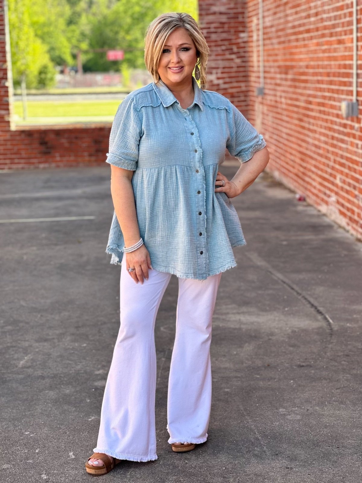 Denim Oasis Plus Button Down Tunic