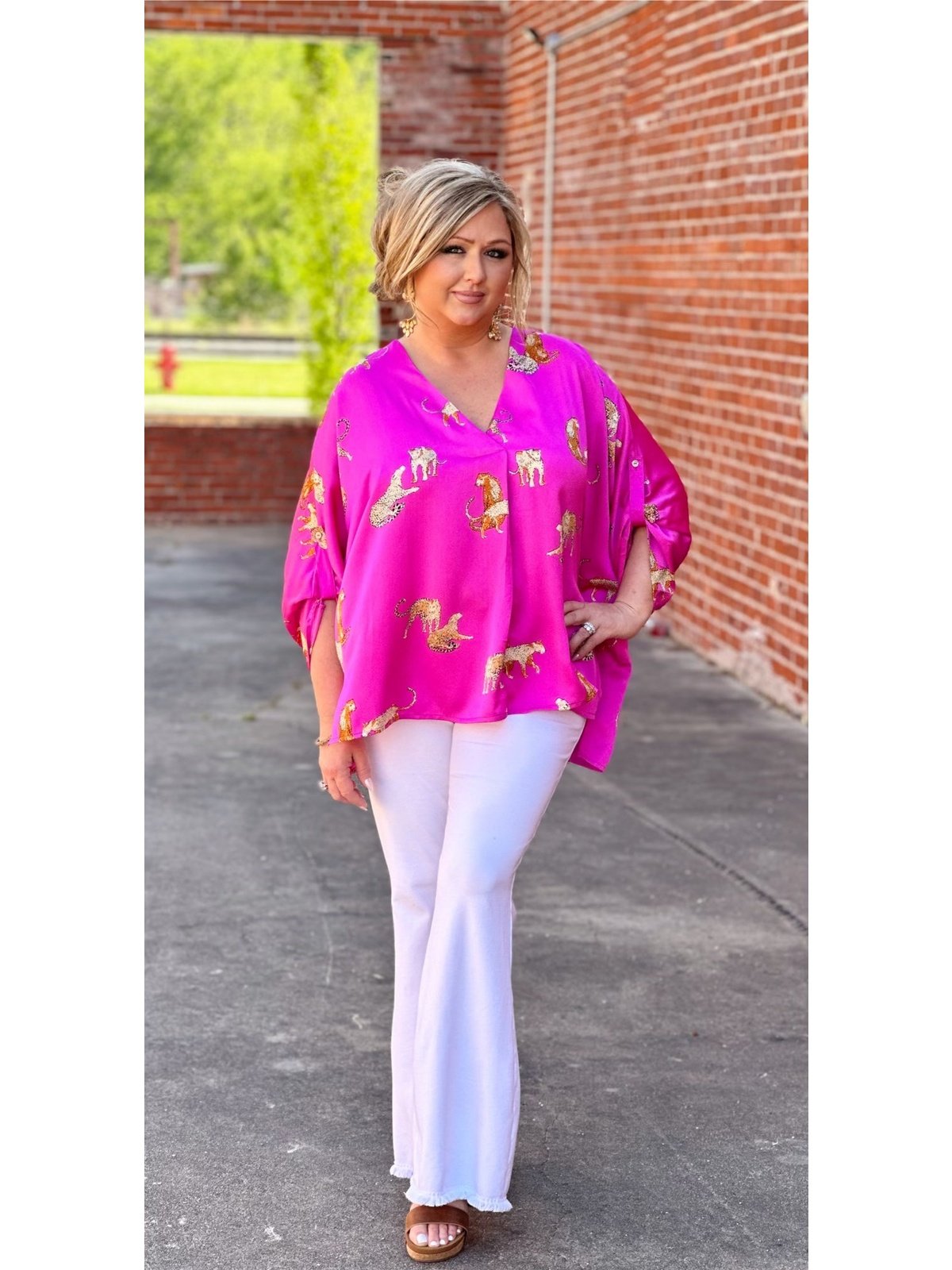 Magenta Umgee Plus Safari Style Top