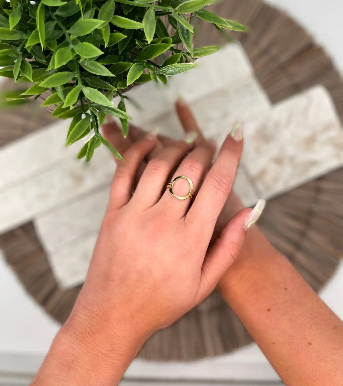 Gold Plated Adjustable Ring-Open Circle