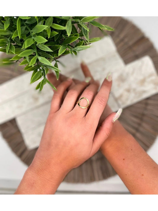 Gold Plated Adjustable Ring-Open Circle