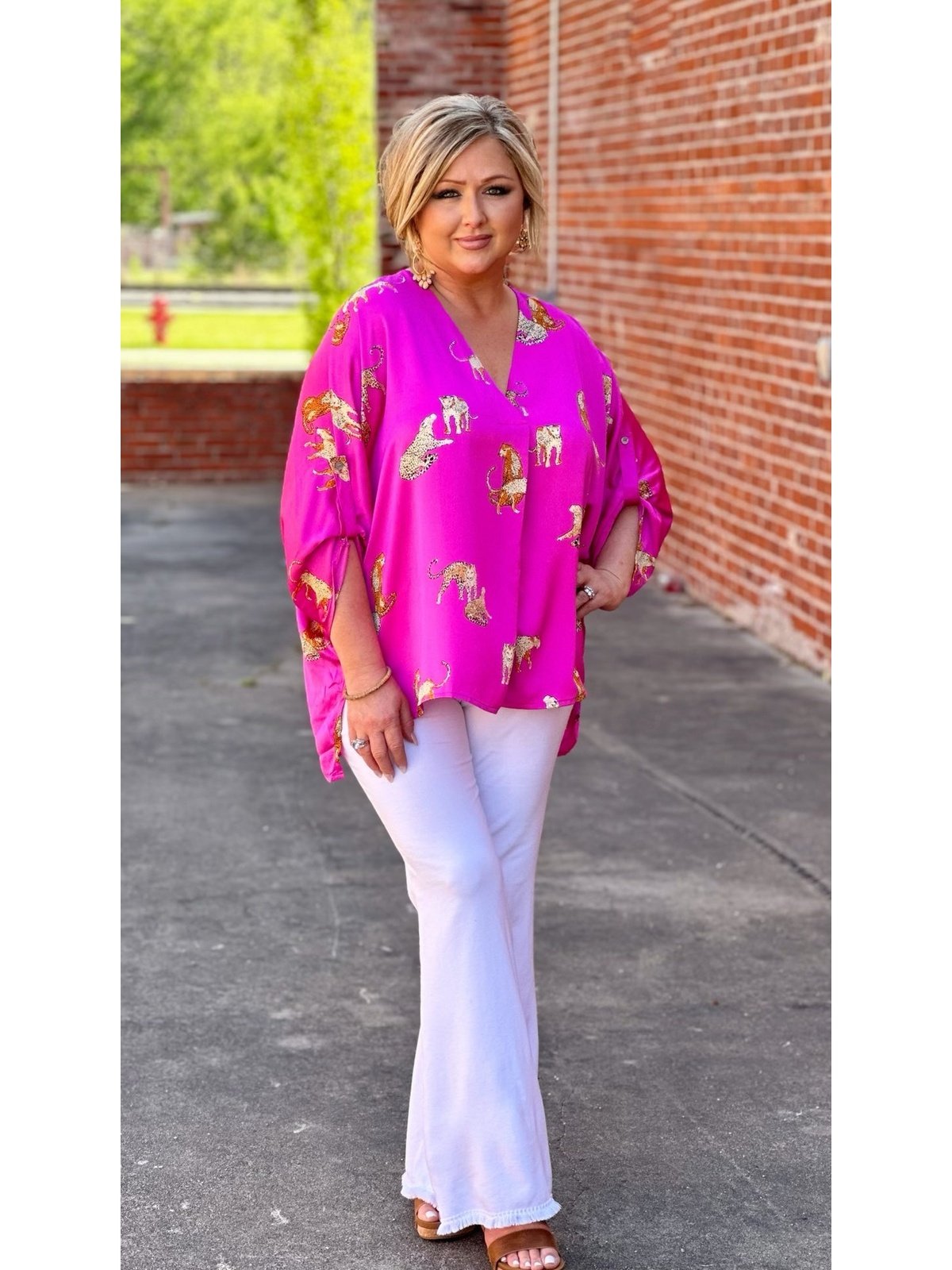 Magenta Umgee Plus Safari Style Top