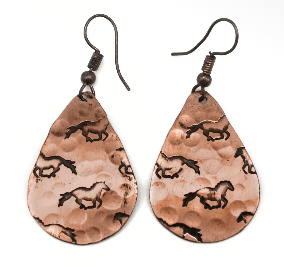 Horses Copper
Engraved Earrings