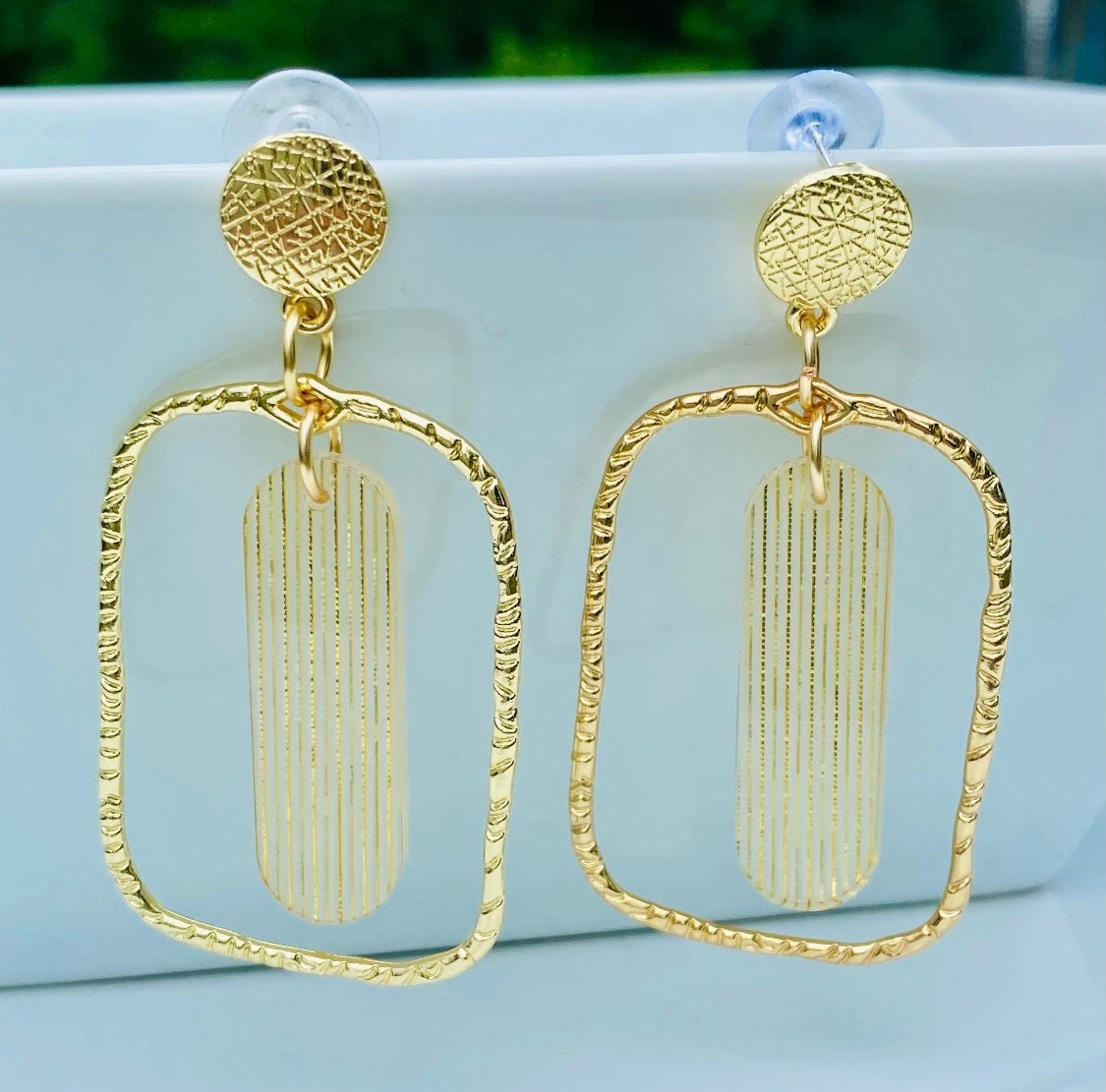 Gold Plated Acrylic
Dangle Earrings