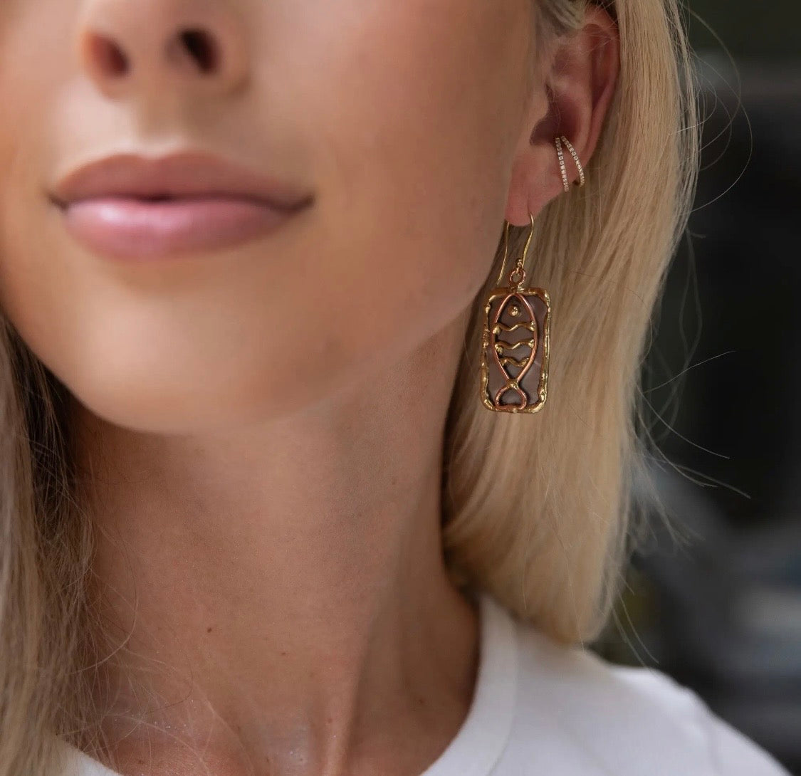 Handcrafted Mixed Metal
Fish Earrings