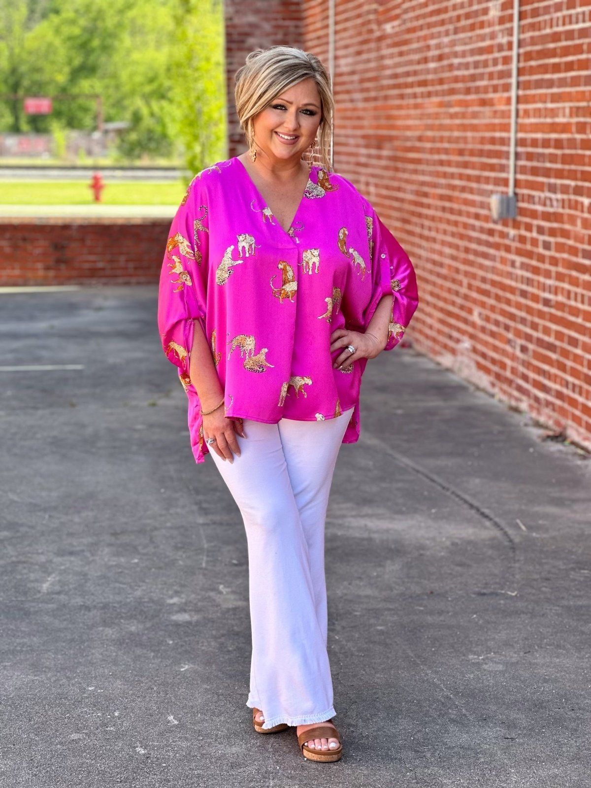 Magenta Umgee Plus Safari Style Top