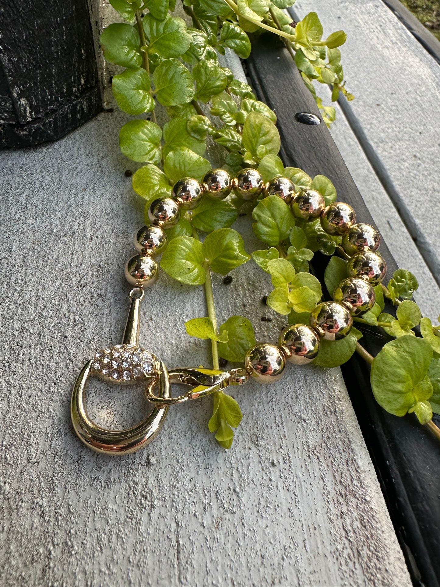 ￼ Gold beaded statement bracelet