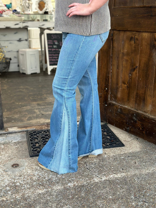 Cowgirl Classic Two-Tone High Rise Cello Flares