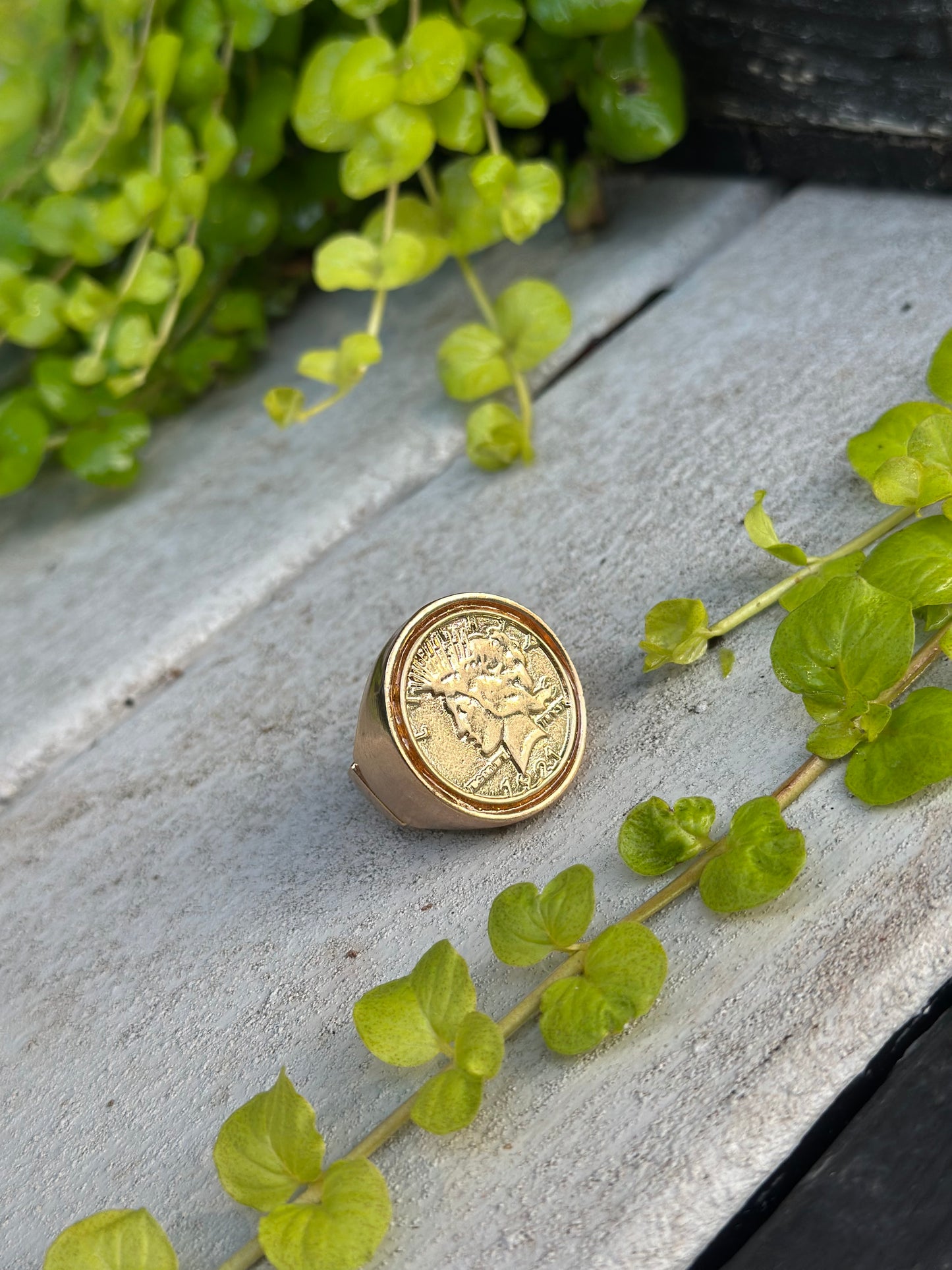 Vintage gold coin ring