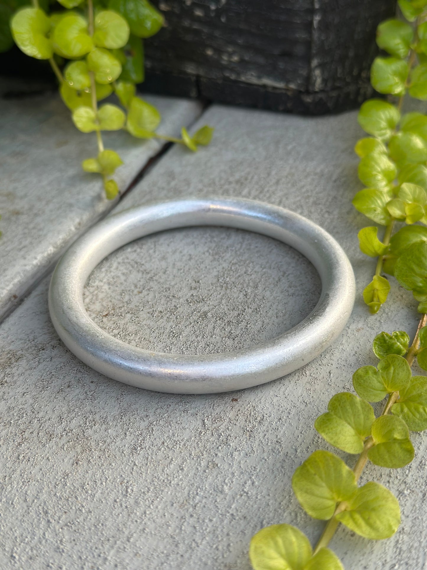 Silver smooth bangle bracelet