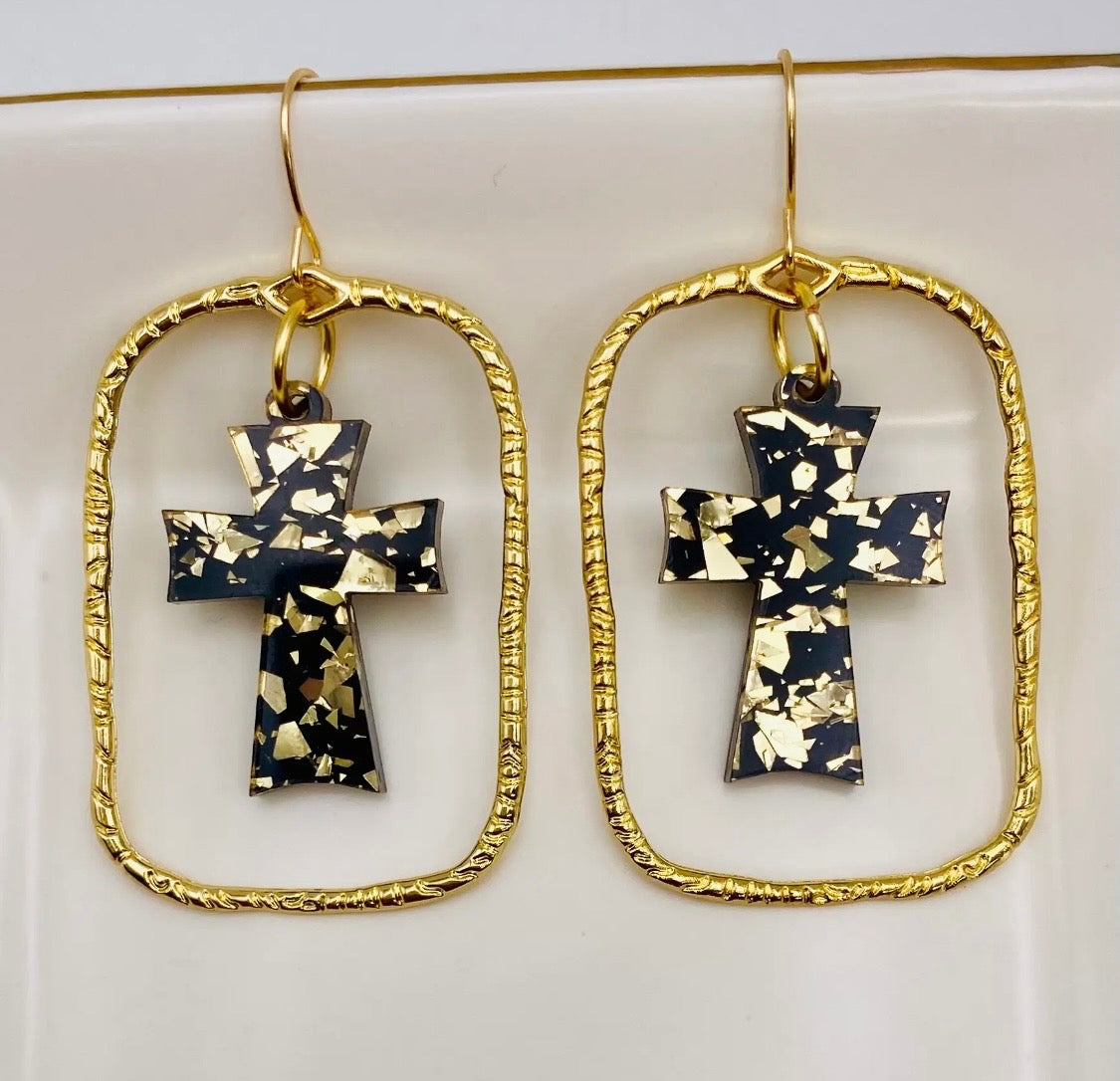Twilight Textured Gold
Cross Earrings