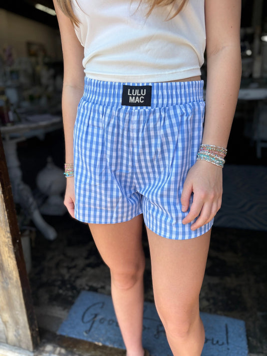 Gingham Blue DD Lulu Mac Shorts